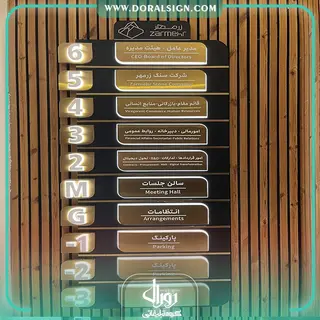 تابلو راهنمای طبقات برجسته استیل و فلز ترکیبی با نور شرکت زرمهر مارلیک