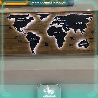 تابلو فلزی نقشه جهان با نور شرکت بازرگانی