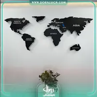 تابلو فلزی برجسته نقشه جهان با نور شرکتی